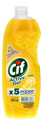 Detergente Cif Active Gel Limón Concentrado Limón En Botella 500 ml