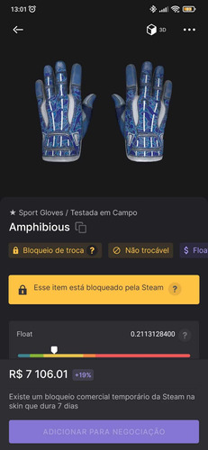 Skin Luva Esportiva Anfíbia Csgo