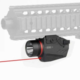 Mini Lanterna Led Tatica Com Laser P/ Acoplar Trilho Pistola