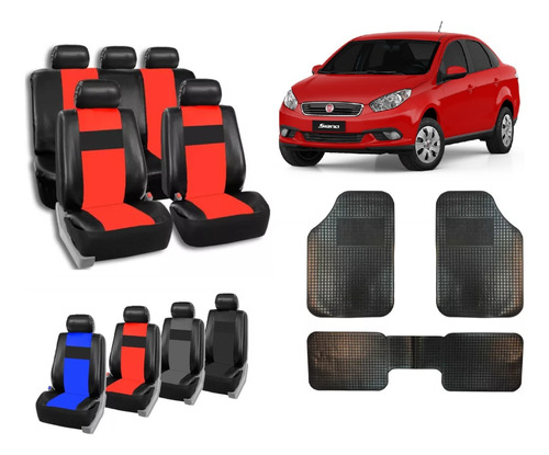 Fundas Cubre Asiento Cuerina Fiat Grand Siena + Alfombra 3 P