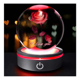 Bola De Cristal Rosa 3d Con Luz Nocturna De Base Led Para El