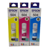 Kit 3 Tintas Color T504 Originais Epson L14150 L4260 L6270