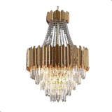 Luminária Lustre Pendente De Cristal Para Sala Centro De Mesa Hall Recepção Sala De Estar Luxuoso Sofisticado Moderno Dourado Bivolt 110v 220v 12 Lâmpadas E14