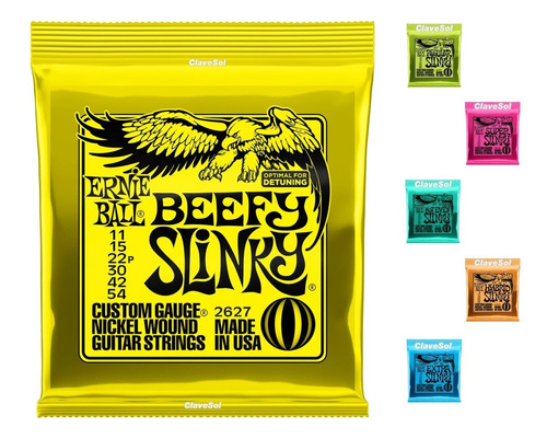 Cuerdas Guitarra Electrica  Ernie Ball Cal. 8, 9, 10,12 Cv