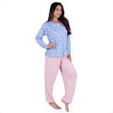 Pijama De Frio Feminino Longo Tecido Super Confortável