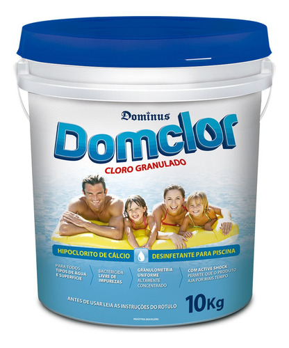  Cloro Domclor 65 % Granulado Azul 10 Kg  Piscina Cristalina