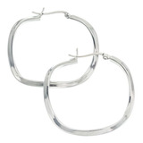 Aros Plata 925 Cuadradas Lisas Grandes 4 Cm