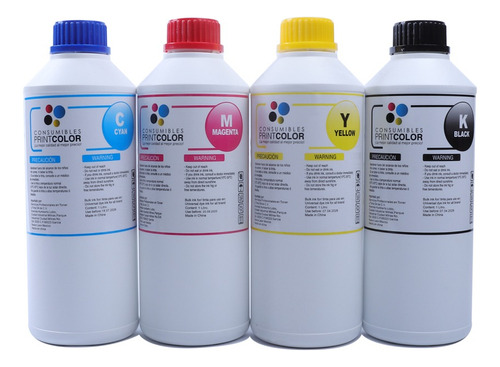 Pack 4 Litro Tinta Tipo Dye Base Agua Universal Todas Marcas