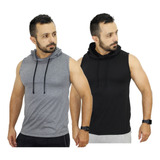 Kit 2 Camiseta Plus Size Regata Masculina Touca E Capuz 