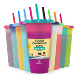 Colorpul Vasos De Plastico Con Tapas Y Popotes  9 Paquetes 