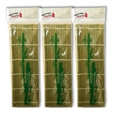 Kit 3 Esteira Sudare Oriental Nori Sushi Em Bambu 27cm