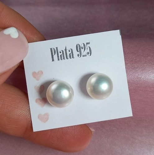 Aros Plata 925 Perlas Naturales A Rosca 1cm (nro.10mm)