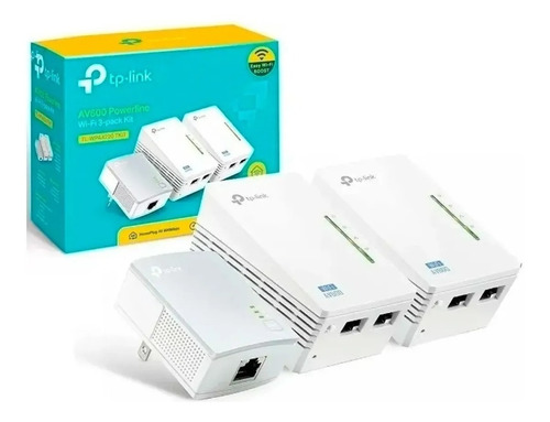 Extensor Wi-fi Powerline Tp-link Av600 Tl-wpa4220 Kit Com 3 Cor Branco