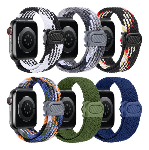 6 Correas De Nailon Trenzado Para Apple Watch 9 8 7 Se Ultra