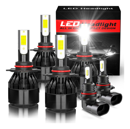 Kits De Faros 9005+h11 6000k  Led De Luz Alta Y Baja 360