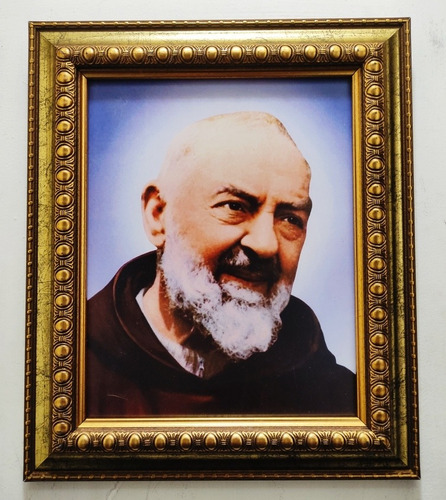 Padre Pio En Marco Dorado Z 30 X 25 Cms 