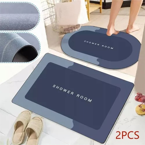 2pcs Tapete Baño Ultra Suave Alfombra Antidesliz Absorbente