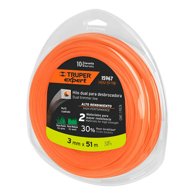 Rollo De Hilo Dual Para Desbrozadora3 Mm X 51 M Expert 15967 Color Naranja Claro | MercadoLibre