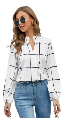 Camisa Blusa Polera Con Estampado Elegante Casual Mujer Pnl