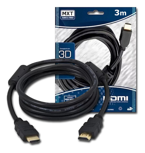 Cabo Hdmi 3 Metros Filtro 2.0 3d 4k Hd Dourada 358