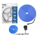 Mangueira De Fita Led Neon Lumi 5m Flexível 12v A Prova D'água Azul Escuro Com Fonte Alimentaçao