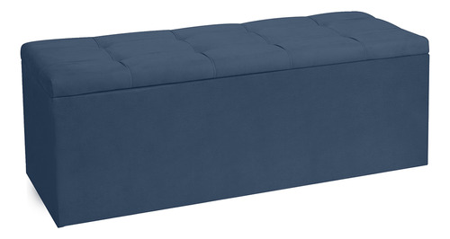 Calçadeira Recamier Baú King 1,95m Roma Suede Azul Marinho