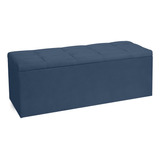 Calçadeira Recamier Baú King 1,95m Roma Suede Azul Marinho