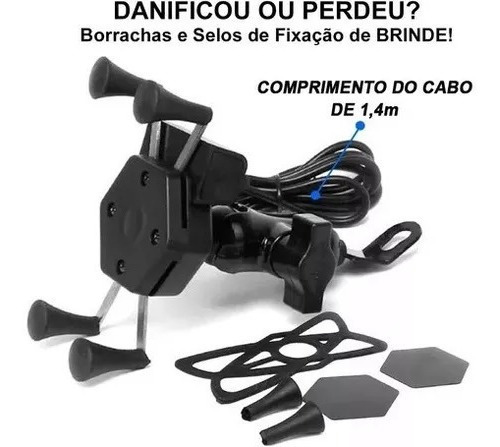 20suporte Celular Motocicleta Com Carregador Universal Usb