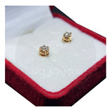 Aros Chatón Con Circón 3 Mm Oro 18 Kilates (18k)