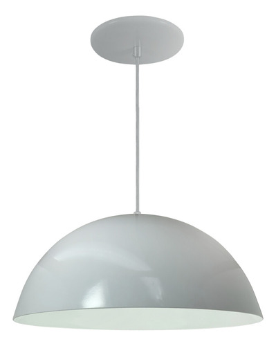 Luminária Lustre Pendente Meia Lua 50cm Alumínio Int Branco