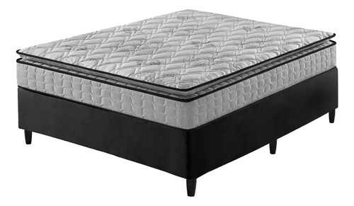 Cama Box Viúva Preto + Colchão Ortopedico Espuma D33 128cm