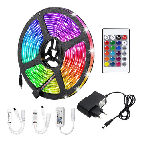 Tira Cinta Rollo 5m Leds Rgb Multicolor Con Control Remoto