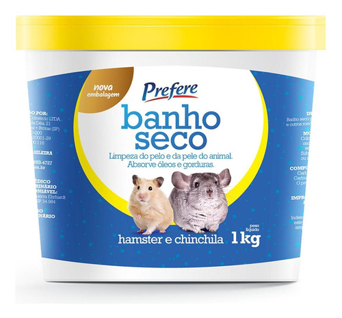 Pó Mármore Banho Seco Hamster Chinchila Ratinho Prefere 1kg