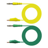 Par De Cables Verde Amarillo 1mt Fichas Banana Y Cocodrilo