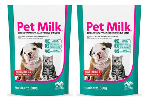 Combo 2 Pet Milk 300g Leite Cães Gatos Filhotes - Vetnil