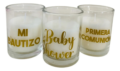 Vela Recuerdo Vaso Bautizo Baby Shower Primera Comunio 12 Pz