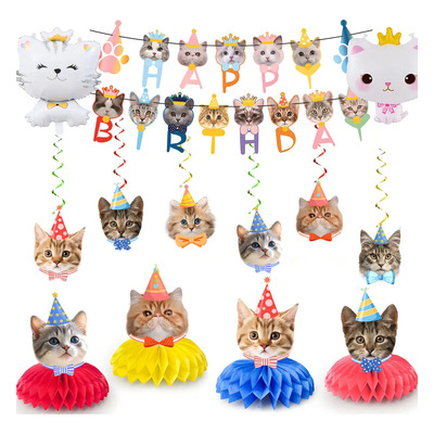 Decoración De Fiesta De Cumpleaños Con Temática De Gatos