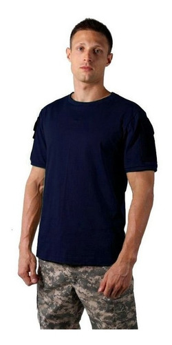 Camiseta T-shirt Masculina Ranger Bélica Com Bolso - Azul