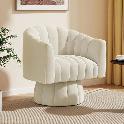 Silla Giratoria De Terciopelo Estilo Mid Century Para Sala