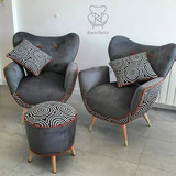 Sillon Vintage Mariposa De 1 Cuerpo Con Resortes Unicos !!