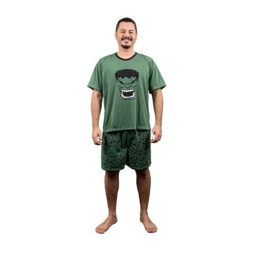 Pijama Adulto Masculino Curto Estampado Hulk