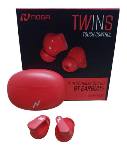 Auriculares Tws Bluetooth Earbuds Tactiles Noga Btwins 26 Color Rojo