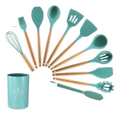 Conjunto De Utensílios De Cozinha Com Colher De Silicone