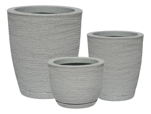 Kit 3 Vasos Para Plantas Decorativo Em Polietileno N1 N2 N3