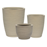 Kit 3 Vasos Para Plantas Decorativo Em Polietileno N1 N2 N3