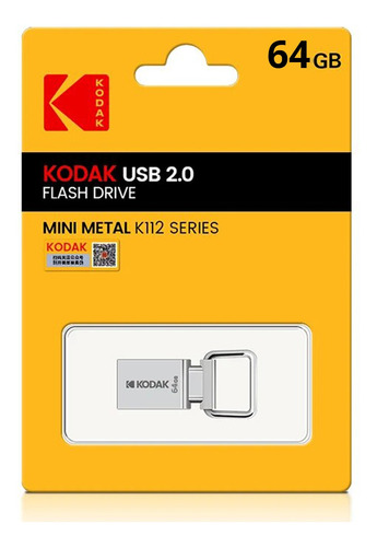 Kodak Memoria Usb Drive  2.0 K112 64gb 30mb/s Plateado