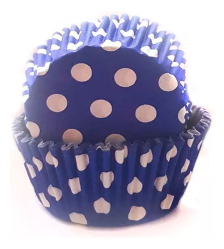 Capacillos Azul Con Puntos N°5 Para Cupcakes 100 Pzas