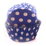 Capacillos Azul Con Puntos N°5 Para Cupcakes 100 Pzas