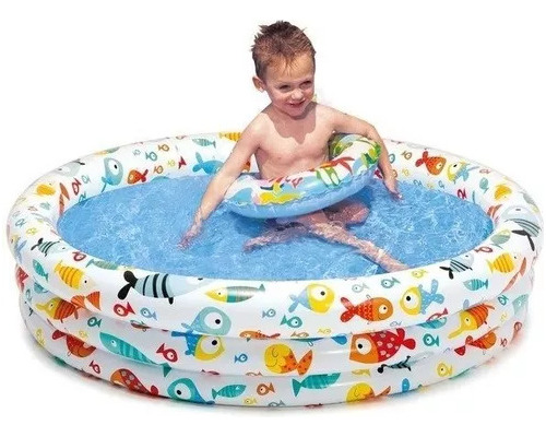 Piscina Inflable 59431 De 3 Aros Peces 132 X 28 Cm Intex