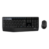 Kit De Teclado Y Mouse Inalámbrico Logitech Mk345 Portugués Brasil De Color Negro